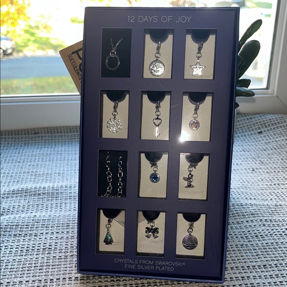 Swarovski Silver and Blue Charm Necklace Set